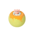 Orange and yellow bath bomb with a cute pink toy animal inside for kids fun - 100g Piggy Toy (Apple)