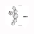 Silver stainless steel labret stud with five graduated white zircon crystals in 16mm length - Five-Gem Gradient Row Style (21 silver) / 1.2*8mm / Silver