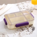 Portapranzo beige a 5 scomparti con coperchio trasparente e clip viola - Viola
