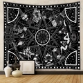 Bohemian black and white zodiac wall tapestry with mystic moon and sun star chart - 73*95CM / GT133356/Short Plush