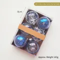 Set of 6 blue 8cm Christmas ornaments featuring gold snowflakes and mesh patterns - 8cm Blue