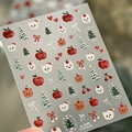 Pegatinas 3D navideñas para uñas M1292 con gatos, árboles y manzanas en relieve - M-1292-Relieve + Gel