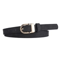 Classic black frosted PU leather belt for women featuring a stylish gold D-ring buckle - Regular / Black
