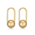 Orecchini a goccia d'acqua scavata in rame placcato oro 18k con riflesso simmetrico ed elegante - Stile Gancio con Pendente a Sfera (CE00213YS)