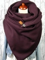 Warm burgundy oversized triangle scarf with premium brown leather buckle detail - 13-Dark Wine Red