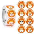 Rouleau de 8 autocollants Shiba Inu Thank You pour emballages cadeaux et étiquettes - Style 7-Shiba Inu de dessin animé