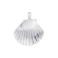 Detailed view of a silver shell-shaped metal pendant with a polished finish for DIY jewelry - VD1519 White Gold Shell