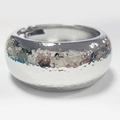 Modern double-layered silver wide bangle with hammer texture and metallic finish - Silver Hammered Wide (SZYS-024HJ-YS)