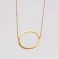 Minimalist 18K gold stainless steel necklace with a flat oval ring pendant on fine chain - Gold Letter O (With Chain)