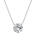 Elegant S925 sterling silver necklace with a brilliant round-cut moissanite pendant - Round Cut Style (N13976) + GRA Certificate