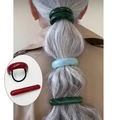 Harz-Haarschmuck-Set mit smaragdgrünen und hellblauen Ringen für Pferdeschwänze - Weinrot 2-Teiliges Set