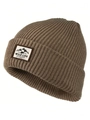 Gorro de punto acanalado marrón oscuro con parche de Wild Life y diseño de montaña - Talla única / Caqui