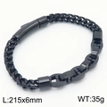 Men's black stainless steel keel and pig nose link chain bracelet, 215mm length - Black Color (KB180290-KFC)