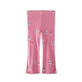 Pink ribbed flared leggings for girls with cute animal panda prints for autumn wear - 2T / Pink