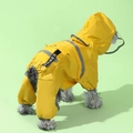 Yellow waterproof dog raincoat with reflective strips and a transparent hood visor - S / Yellow