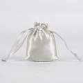 Elegant silver satin drawstring storage pouch with a smooth silk-like finish for jewelry - 7*9cm / Gray