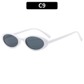 Vintage 90s style oval sunglasses with a solid white frame and dark grey lenses - White Frame Grey Lens