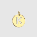Polished golden 316L stainless steel round pendant with hollow out letter K charm - 14K Gold - K