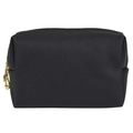 Borsa cosmetica quadrata in pelle saffiano nera con cerniera dorata per trucco - Grande / Nero