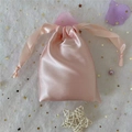 Elegant pink satin drawstring storage bag with smooth silk texture for gift packaging - 15.5*11.5 / Gold Pink
