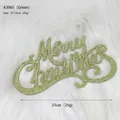 Green flocked Merry Christmas cutout ornament with gold glitter for festive trees - Green Merry Christmas Sign A3065