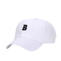 Berretto da baseball bianco in cotone con ricamo lettera B nera e visiera curva - Bianco