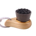 Ergonomic wooden facial brush with dark grey bristles and gold metal ring for skin care - Gold Ring Polka Dot Charcoal