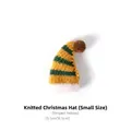 Mini knitted Christmas hat with yellow and green stripes and soft brown pompom - Yellow and Green Striped Christmas Hat (Small)