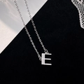 Elegant S925 silver necklace with sparkling zircon inlaid in a capital letter E pendant - 925 Silver / Silver (Initial E)