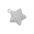 Macro shot of silver star pendant paved with brilliant cubic zirconia crystals - Platinum White Zirconia