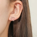 Silver heart-shaped stud earrings with twisted rope texture design for a minimalist style - Silver Twisted Rope Heart Studs
