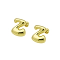 Detailed view of glossy gold balloon-style earrings shaped like the number two - Letter Z (DE240728-Z)