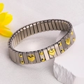 Italian style stretch bracelet in silver and gold tones with embossed heart details - k1501-Silver Gold Heart Dot