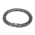 Dunkelgraues Vintage-Armband mit kubanischem Kettenglied und rechteckigem Verschluss - 9mm Breite 20cm Länge Armband (KB154556-Z)