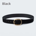 Ceinture femme en daim noir avec une élégante boucle ovale dorée et fermeture à ardillon - Noir