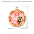 Pendentif papillon en émail rose en acier inoxydable avec cadre doré pour bijoux DIY - YE837 Papillon en Émail Rose