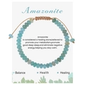 Pulsera ajustable de Amazonita con cuentas de piedra natural verde azulado y tarjeta de equilibrio - Amazonita