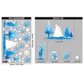 Blue watercolor Christmas window decals featuring reindeer and snowman with detailed dimensions - BQ412 Snowman