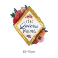 Diamond-shaped Mother's Day foil balloon with Te Quiero Mamá text and floral details - Rhombus Flower Spanish Mother's Day