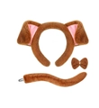 Set cerchietto con orecchie di cucciolo marrone con papillon e coda per cosplay - Set per Cani Marrone 3 Pezzi