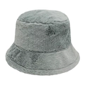Winter faux rabbit fur bucket hat in light grey color with plush thermal texture - M (56-58cm) / Gray