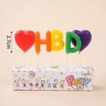Colorful spiral heart and star birthday candle set with HBD letters for cake decoration - Dark Heart Birthday Candle / 5 Pcs Set / Dark Color/Colorful
