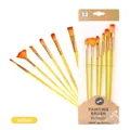7-piece synthetic hair paintbrush set with yellow handles and orange nylon bristles - 7Pcs Yellow Plastic Handle HB96H / Yellow