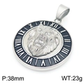 Silver hip hop lion head pendant with roman numerals, 38mm size and 23g weight - Type A Roman Numerals (KP116405-MZOZ) / Square Snake Chain / Steel