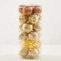Golden and orange multi-textured Christmas ball ornaments in a transparent cylinder case - 6cm Painted Gold Bucket