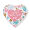 White heart-shaped foil balloon with colorful hearts and Happy Valentine's Day print - 18 Inch Heart Happy Valentine's Day B1041