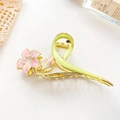 Gouden rozen haarklem met roze verloopblaadjes en een parel in Franse retrostijl - Paars 11.5cm