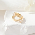 Eleganter goldener U-Form Doppel-Ohrclip mit funkelnden Zirkonia-Steinen besetzt - 14K Gold Doppelkreuz Strass (H-12047)