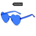 Deep blue heart-shaped rimless sunglasses with trendy transparent jelly finish - Dark Blue