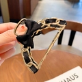 Elegant gold triangle shark clip with black woven fabric ribbon and bow detail - Small Bow Claw Clip / Black